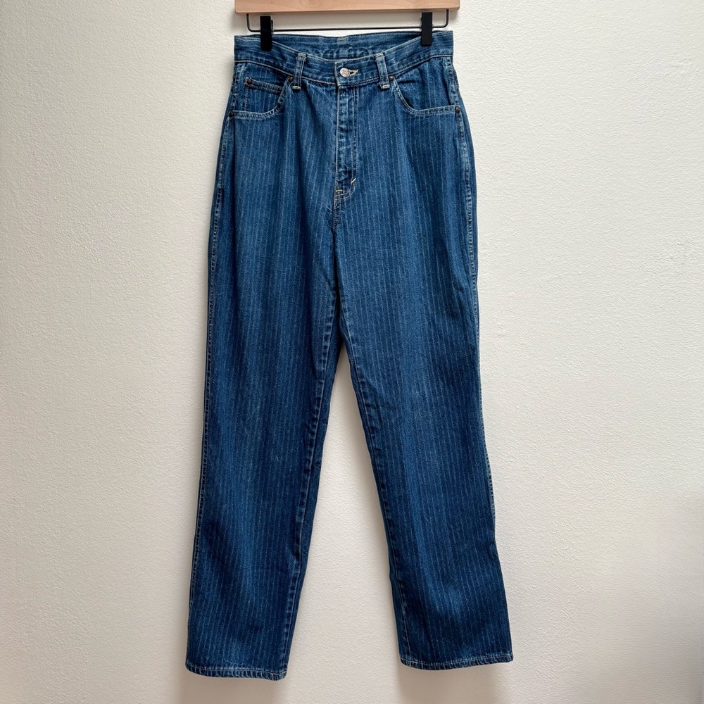 Vintage Pinstripe Straight Leg 100% Cotton Jeans